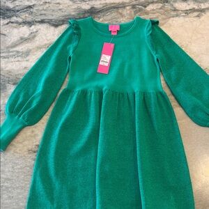 Elegant Teal Kids Dress with Ruffled Sleeves